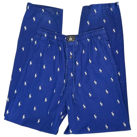 2/$30 Polo Ralph Lauren Pony Polo Player Cotton Pajama Pants Blue Size S - Picture 9 of 11
